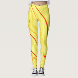 Mango kräm med rött eller koralt böjt slaganfall leggings