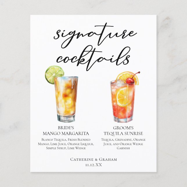 Mango Margarita Tequila Sunrise Cocktailmeny (Framsida)