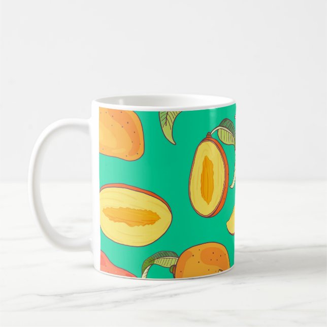 Mango Medley: Tropical Fruit Mönster Kaffemugg (Vänster)