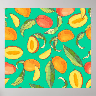 Mango Medley: Tropical Fruit Mönster Poster