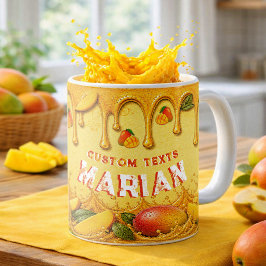 Mango Retro Partypresent Gul Orange Anpassat Namn Kaffemugg