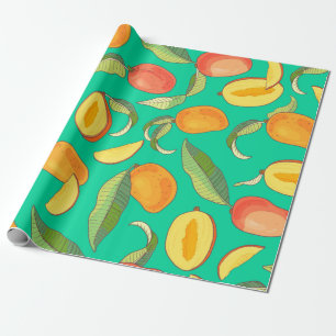 Mango. Sömlös mönster med gult och röd tropik Presentpapper