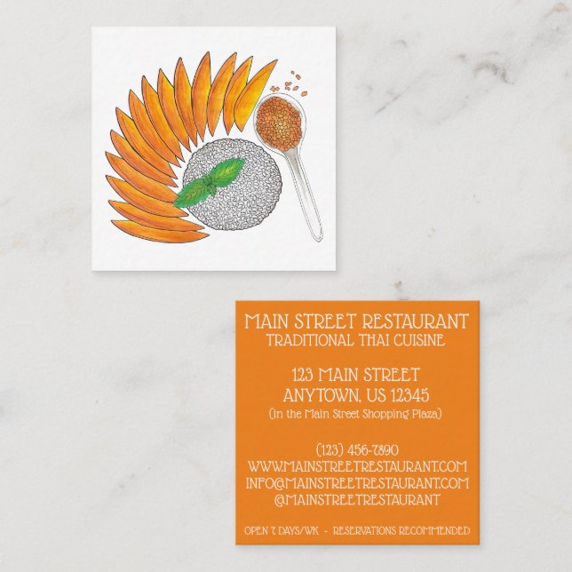Mango Sticky Ris Dessert Thai Restaurant Food Fyrkantigt Visitkort (Fram/baksida)