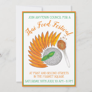 Mango Sticky Ris Thai Restaurant Dinner Party Inbjudningar