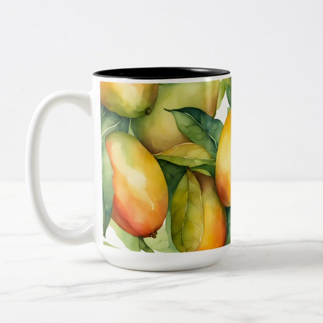 Mangofrukter och blad  Två-Tonad mugg (Vänster)