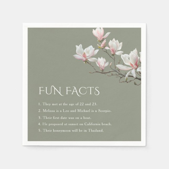 Mangolia Sage Green Fun Facts Wedding  Pappersservett (Framsidan)