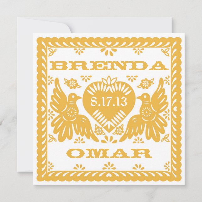 Mangolove birdsPapel Picado inbjudan (Framsida)