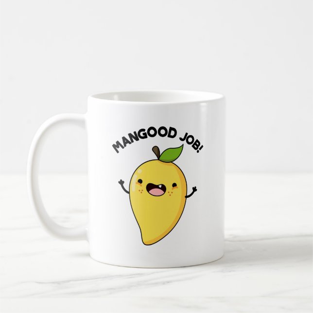 Mangood Job Funny Mango Fruit Pun Kaffemugg (Vänster)