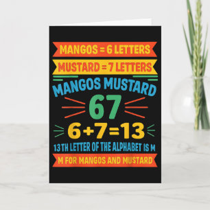 Mangos Senap 67 Tee Rolig Alfabet Kod M Meme F Kort