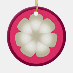 Mangosteen Stylized Exotic Fruit Slice Julgransprydnad Keramik