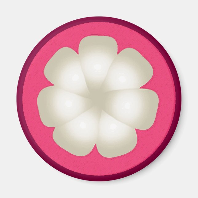 Mangosteen Stylized Exotic Fruit Slice Magnet (Framsidan)