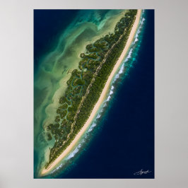 Mangrovelagun på barriärö - satellitvy poster