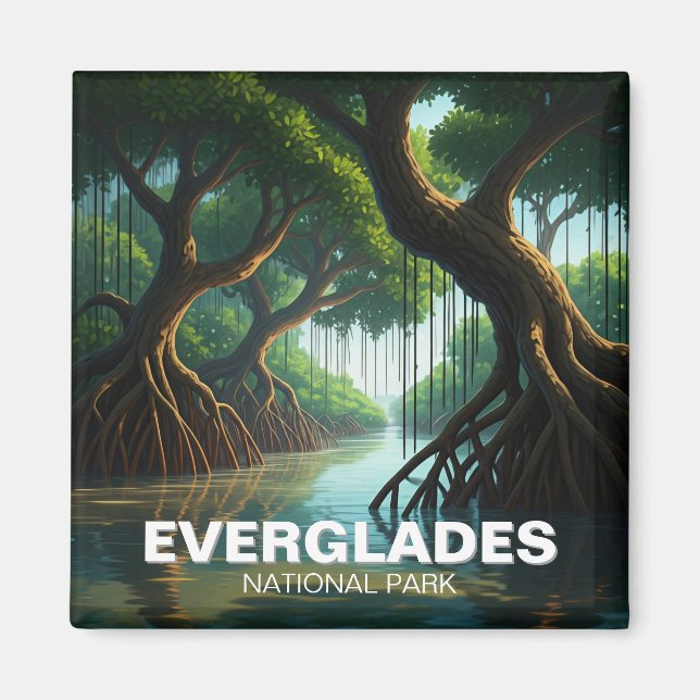 Mangroves Everglades nationalpark Florida Travel Magnet (Framsidan)