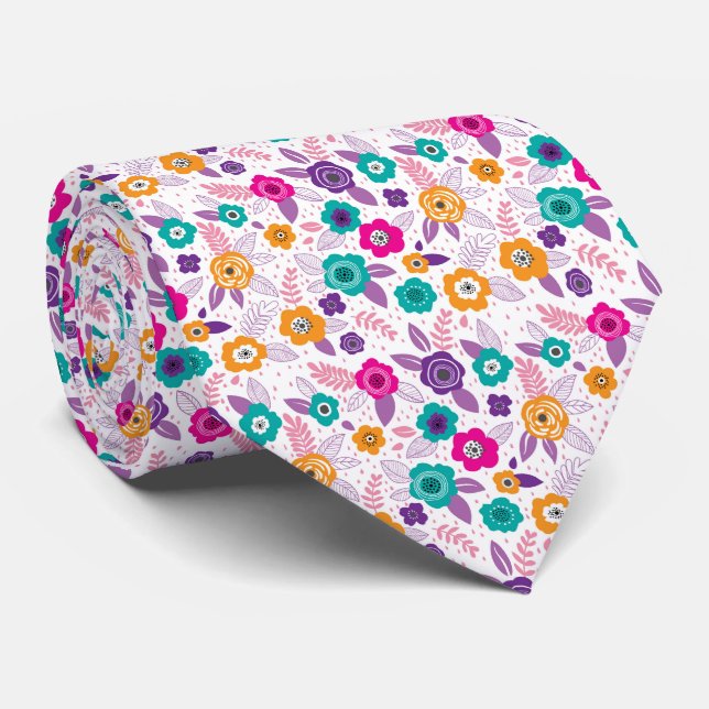 Mångsidig blomma från elegant mönster slips (Rullad)