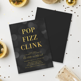 Mångsidig Mörk Bokeh Guld Pop Fizz Clink Party Inbjudningar