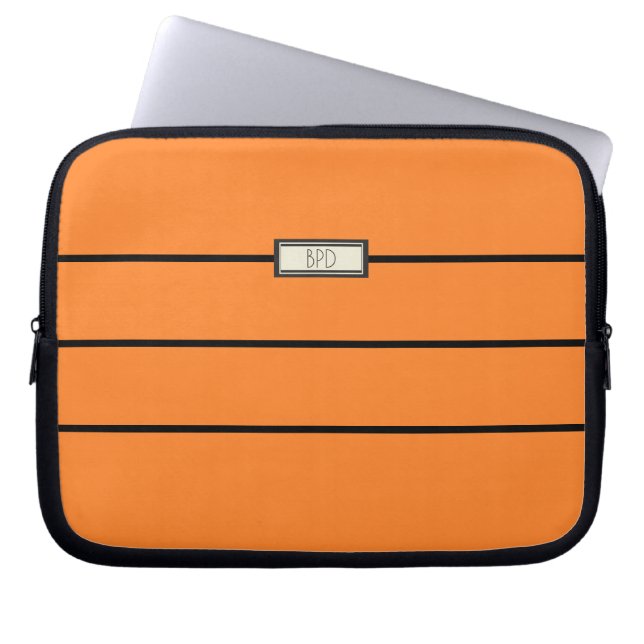 Mångsidig Stilfull Modern Orange med Monogram Laptop Fodral (Framsidan)