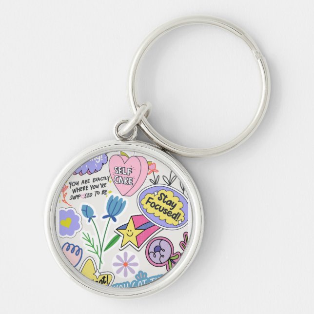 "Mångsidiga nyckelkedjor - Behålla Nycklar Säkert Rund Silverfärgad Nyckelring (Framsidan)