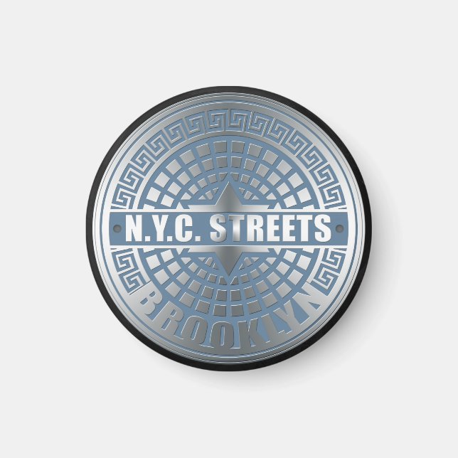 Manhål Cover Brooklyn Blue Magnet (Framsidan)