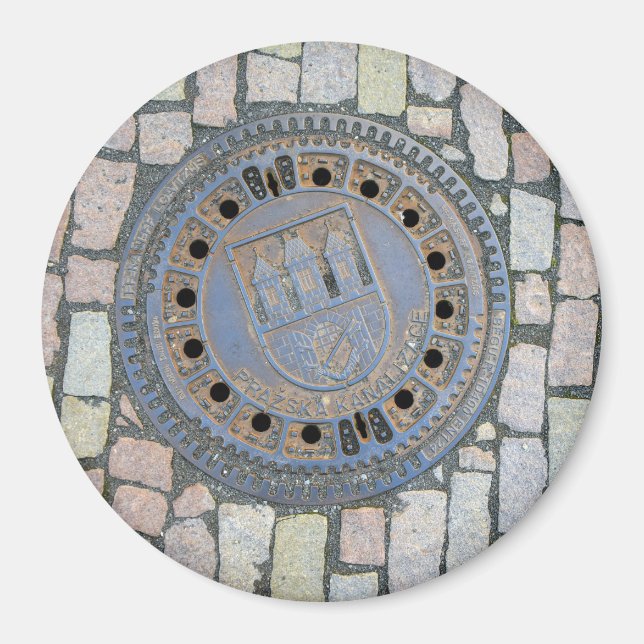 Manhål Cover, Prag Castle, Tjeckien Magnet (Framsidan)