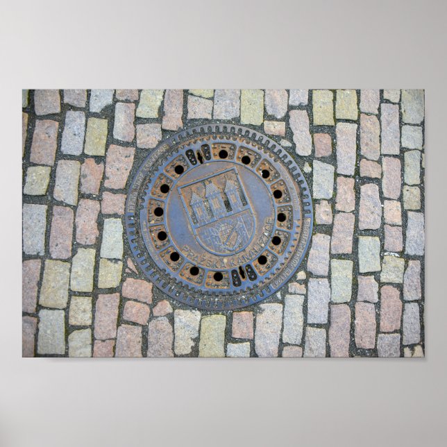 Manhål Cover, Prag Castle, Tjeckien Poster (Framsidan)