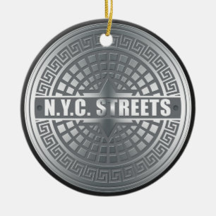 Manhål NYC Julgransprydnad Keramik