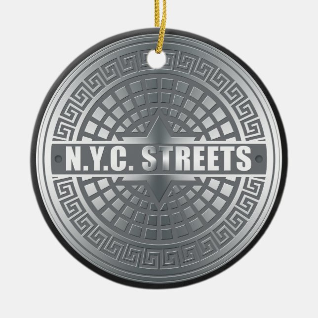 Manhål NYC Julgransprydnad Keramik (Framsidan)