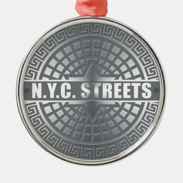 Manhål NYC Julgransprydnad Metall (Framsidan)
