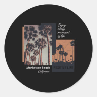 Manhattan Beach California Ca Retro  Runt Klistermärke
