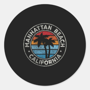 Manhattan Beach California Ca Vintage Graphic Retr Runt Klistermärke