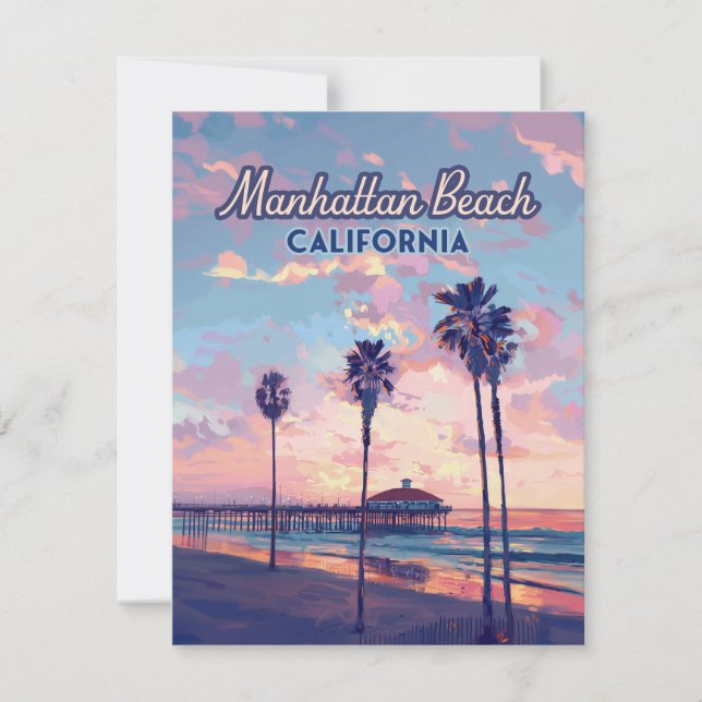 Manhattan Beach California Los Angeles Retro Card (Framsida)