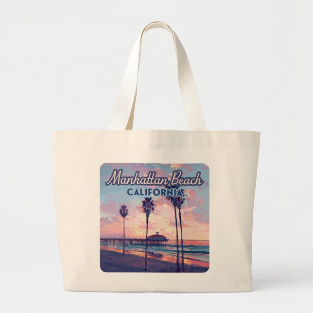 Manhattan Beach California Los Angeles Retro Jumbo Tygkasse (Framsidan)