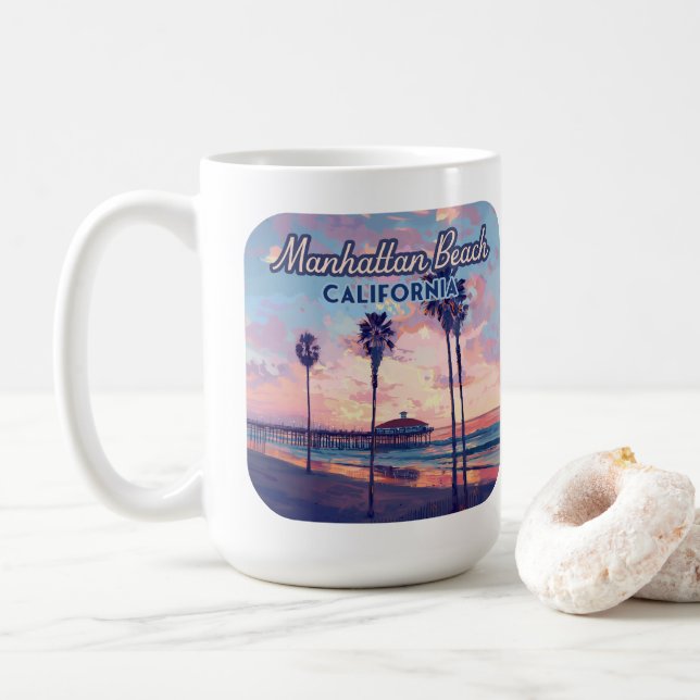Manhattan Beach California Los Angeles Retro Kaffemugg (Med munk)