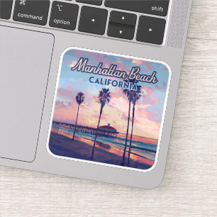 Manhattan Beach California Los Angeles Retro Klistermärken