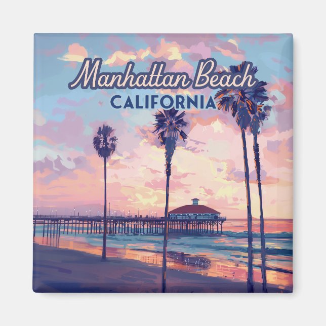 Manhattan Beach California Los Angeles Retro Magnet (Framsidan)