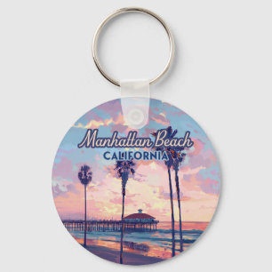 Manhattan Beach California Los Angeles Retro Nyckelring