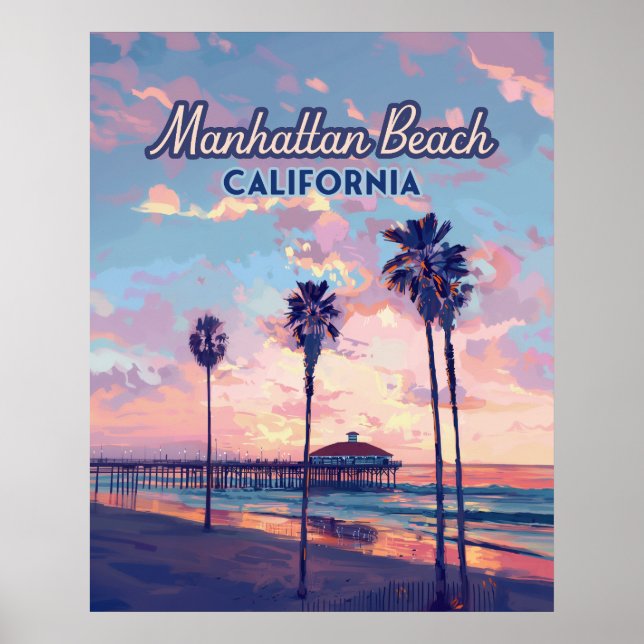 Manhattan Beach California Los Angeles Retro Poster (Framsidan)