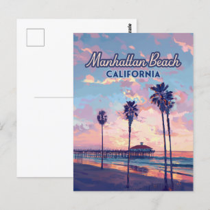 Manhattan Beach California Los Angeles Retro Vykort