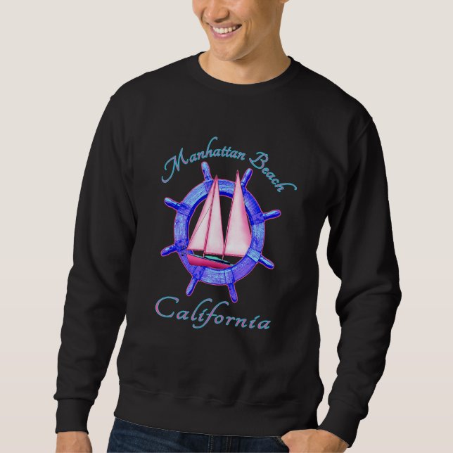 Manhattan Beach California Sailboat Sail Vacation Lång Ärmad Tröja (Framsida)