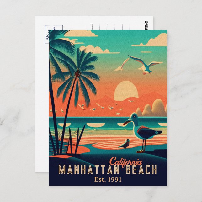 Manhattan Beach California Sunset Souvenirs 1950 Vykort (Fram/baksida)