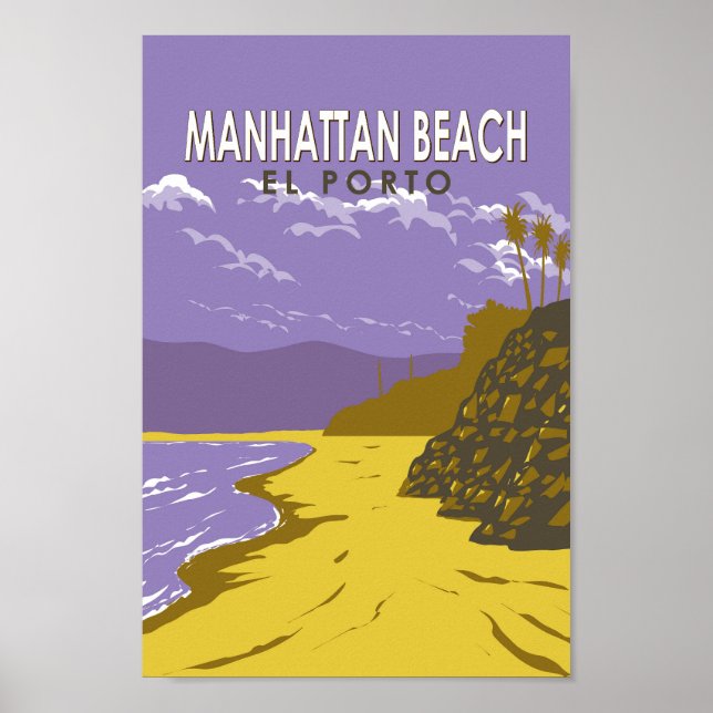 Manhattan Beach California Travel Art Vintage Poster (Framsidan)
