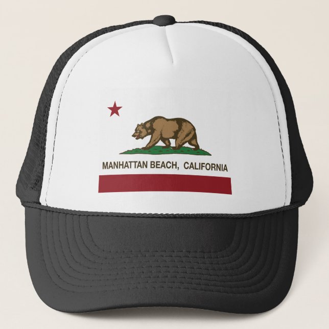Manhattan Beach Kalifornien statlig flagga Truckerkeps (Framsida)