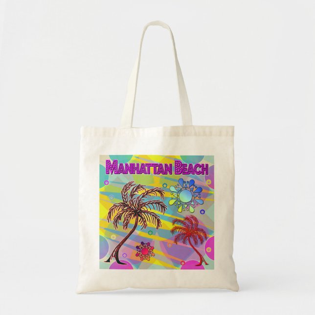 Manhattan Beach Lycklig och Hope Tote Bag Tygkasse (Framsidan)
