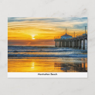 Manhattan Beach Pier at Sunset Postcard Vykort