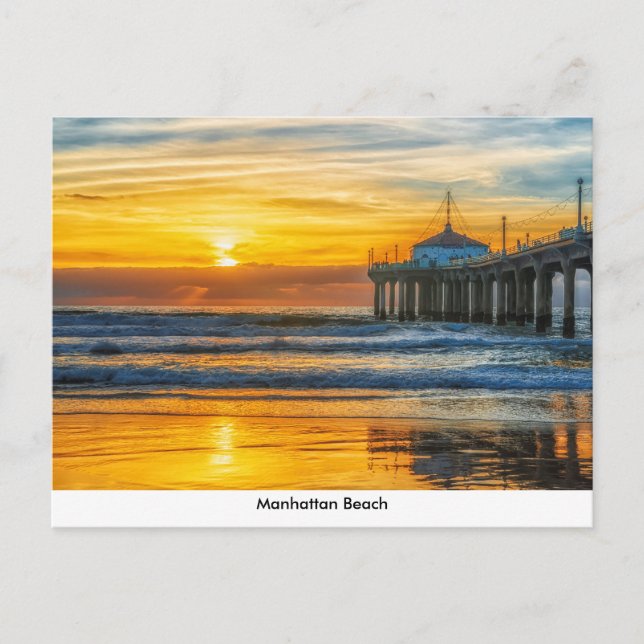 Manhattan Beach Pier at Sunset Postcard Vykort (Framsida)