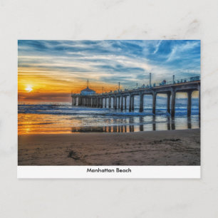 Manhattan Beach Pier at Sunset Postcard Vykort