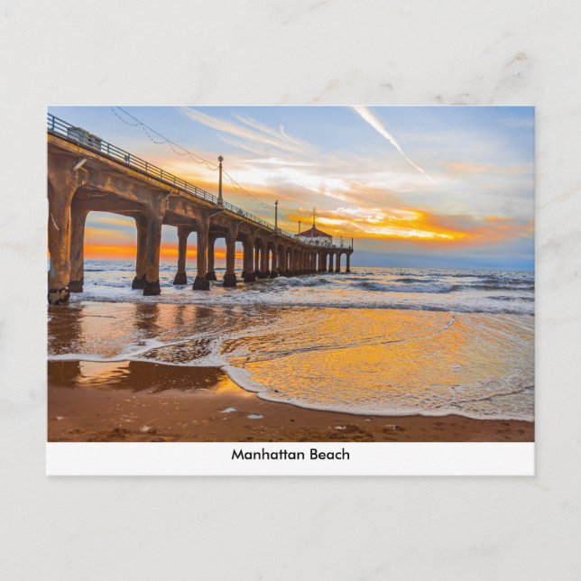 Manhattan Beach Pier at Sunset Postcard Vykort (Framsida)