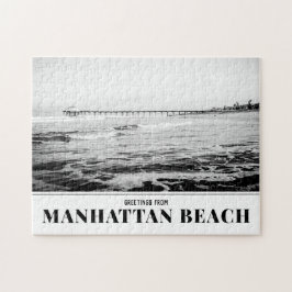 Manhattan Beach Pier Black and White Puzzle Pussel