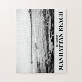 Manhattan Beach Pier Black and White Puzzle Pussel