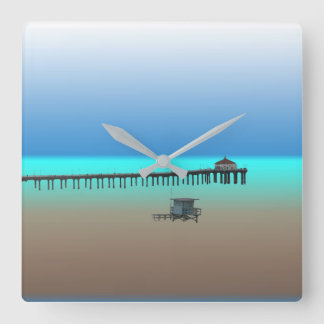 Manhattan Beach Pier designklocka Fyrkantig Klocka