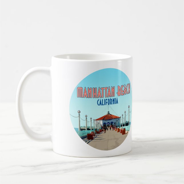 Manhattan Beach Pier Los Angeles California Kaffemugg (Vänster)